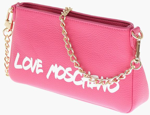Shoulder Bag Moschino LOVE Textured Leather Shoulder Bag with Graffiti Logo-Print