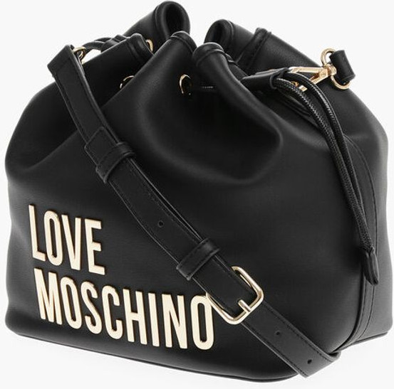 Сумка-ведро Moschino LOVE Сумка-ведро из экокожи с золотым макси-логотипом