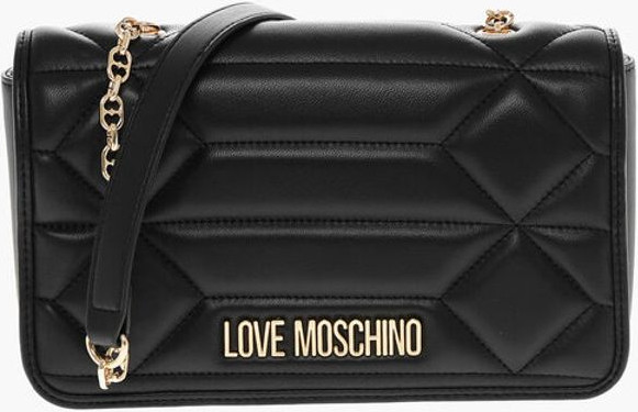 Сумка через плечо Moschino LOVE Кожаная сумка через плечо с золотистым логотипом