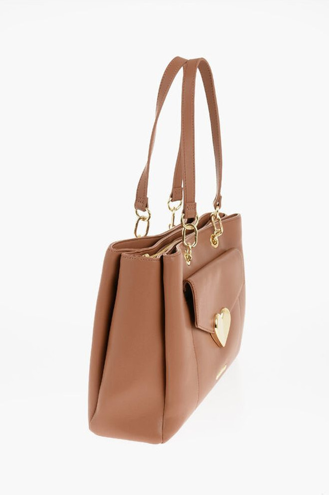 Tote Bag Moschino LOVE Faux Leather Tote Bag with Golden Logo