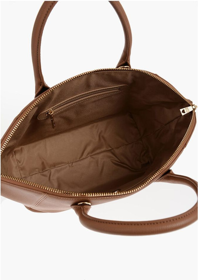 Handbag Moschino LOVE Faux Leather Tote Bag with Golden Logo