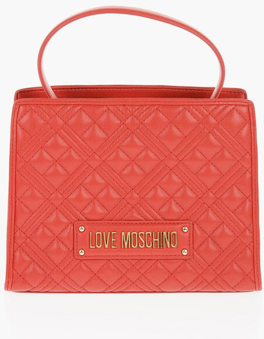 Handbag Moschino LOVE Quilted Faux Leather Bag with Removable Shoulder Strap