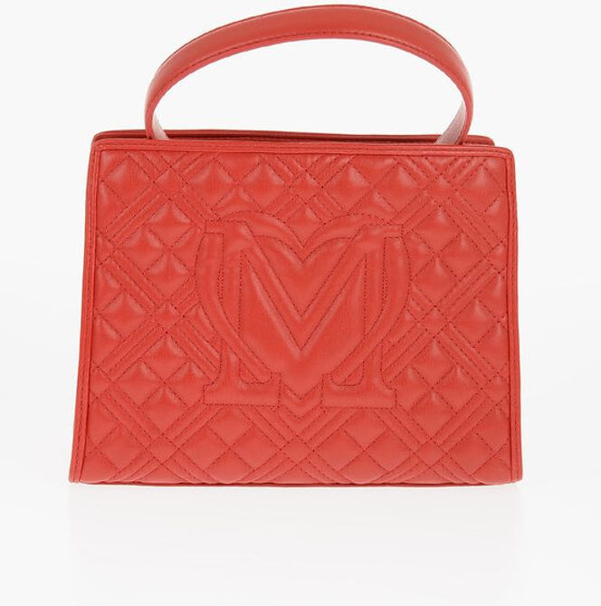 Handbag Moschino LOVE Quilted Faux Leather Bag with Removable Shoulder Strap