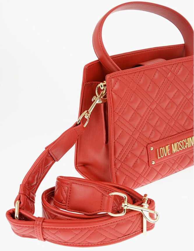 Handbag Moschino LOVE Quilted Faux Leather Bag with Removable Shoulder Strap