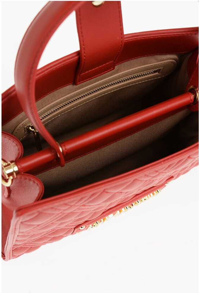 Handbag Moschino LOVE Quilted Faux Leather Bag with Removable Shoulder Strap