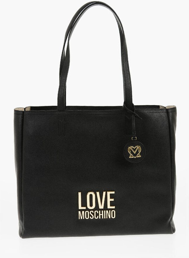 Shoulder Bag Moschino LOVE Faux Leather Shoulder Bag with Golden Logo