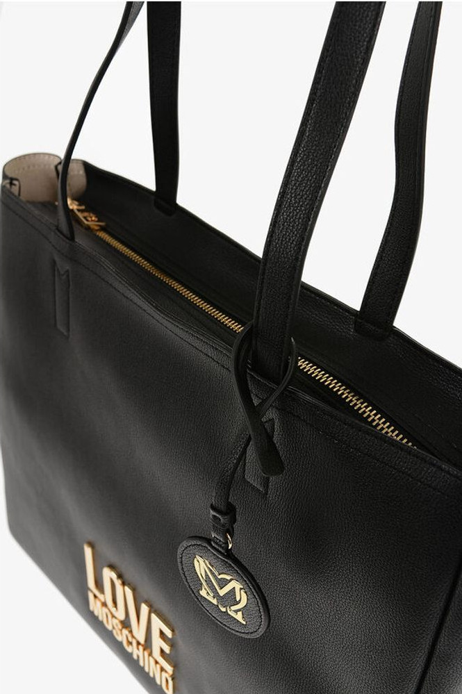 Shoulder Bag Moschino LOVE Faux Leather Shoulder Bag with Golden Logo
