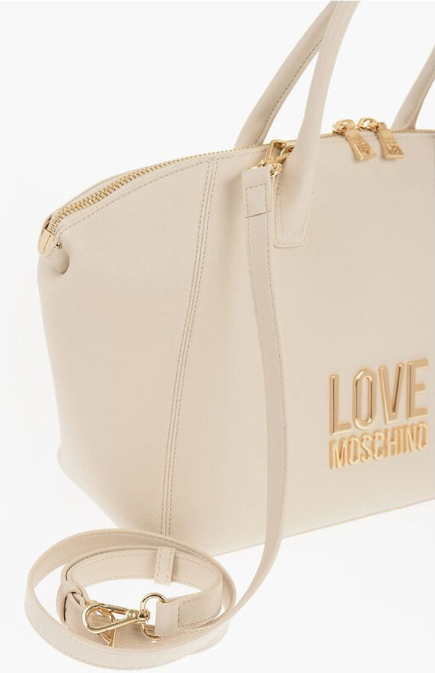 Moschino LOVE Sun'iy Charm Har doim "Totebag" Yoqimli oltin logotipli