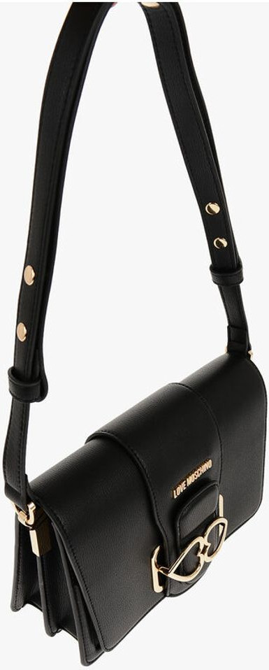 Shoulder Bag Moschino LOVE Faux Leather LOVE BRIDGE Shoulder Bag with Double Heart