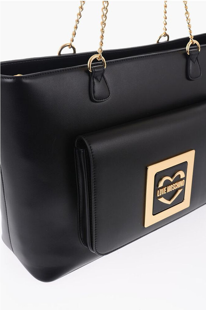 Сумка-тоут Moschino LOVE из искусственной кожи с золотистыми деталями
