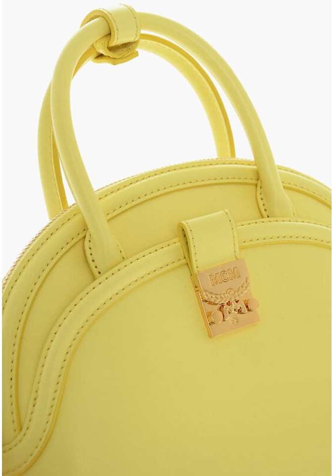 Handbag MCM Leather ANNA Crossboby Bag with Gold Metal Logo Plaque