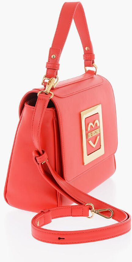Shoulder Bag Moschino LOVE Suniy Charmdan Tikilgan Sumka Oltin Metall Logotipli