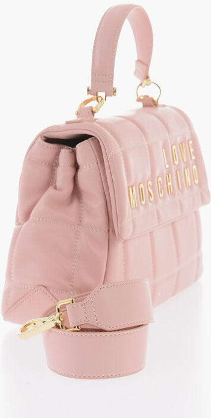 Moschino LOVE Tikish Sun'iy Charmdan Tikilgan Sumka, Oltin Logotipli