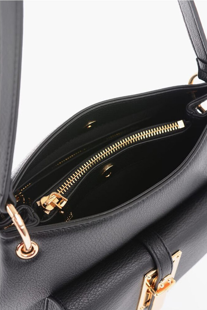 Hobo Sumkasi Moschino LOVE Nafis Tuzilishli Sun'iy Charm Hobo Sumkasi katta logotipi bilan