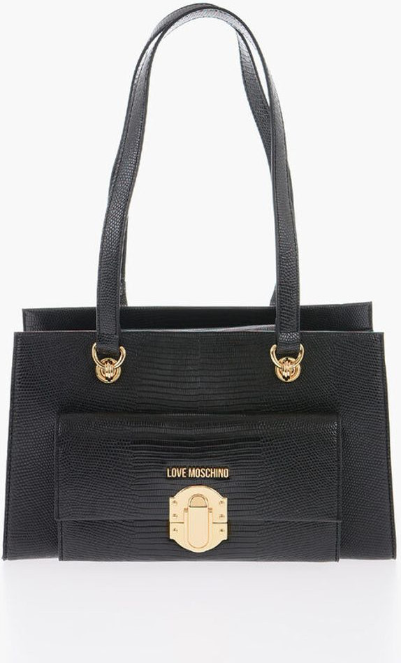 Shoulder Bag Moschino LOVE Faux Leather Shoulder Bag with Golden Details