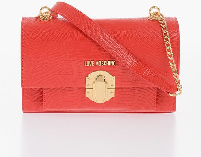Shoulder Bag Moschino LOVE Lychee Yolanda Teri Xero-Leather Shoulder Bag with Metal Magnetic Closure