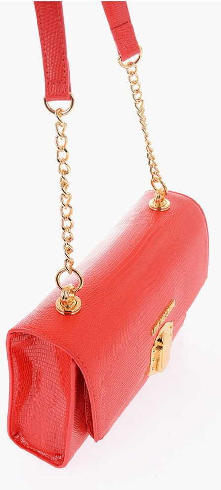 Shoulder Bag Moschino LOVE Lychee Yolanda Teri Xero-Leather Shoulder Bag with Metal Magnetic Closure