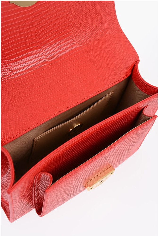 Shoulder Bag Moschino LOVE Lychee Yolanda Teri Xero-Leather Shoulder Bag with Metal Magnetic Closure