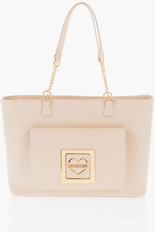 Moschino LOVE Sumka Faux Leather Tote Bag Oltin tafsilotlar bilan
