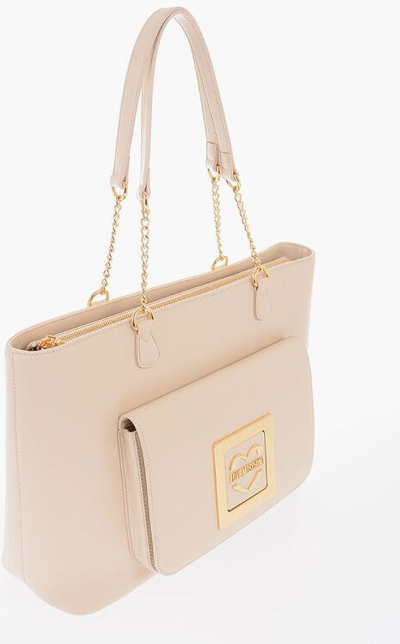 Moschino LOVE Sumka Faux Leather Tote Bag Oltin tafsilotlar bilan
