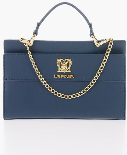 Moschino LOVE Solid Color sumkasi, yechiladigan sun'iy mo'ynali dastasi bilan