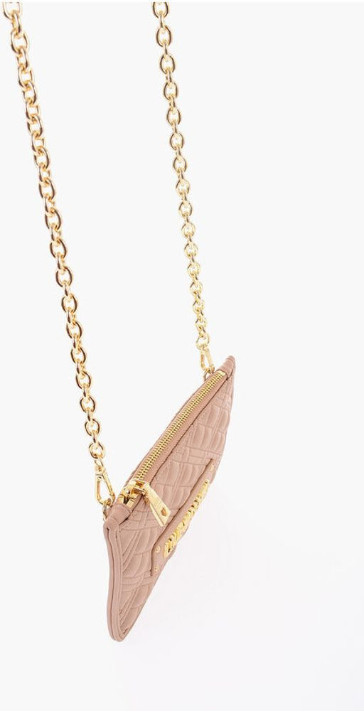 Handbag Moschino LOVE Quilted Faux Leather Clutch with Removable Chain Shoulder