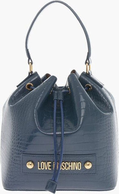Shoulder bag Moschino LOVE Faux Leather Crocodile Effect Bucket Bag with Embossed