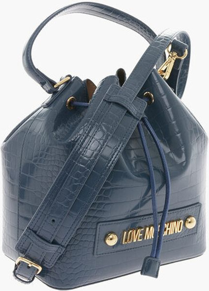 Shoulder bag Moschino LOVE Faux Leather Crocodile Effect Bucket Bag with Embossed