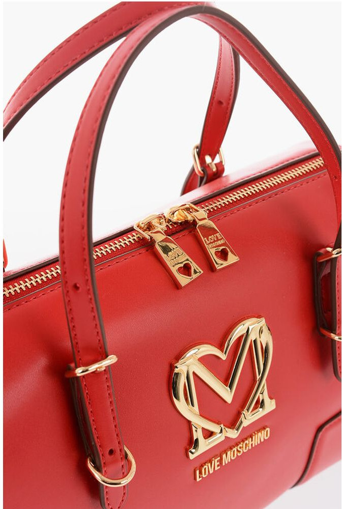 Handbag Moschino LOVE Faux Leather Handbag with Metal Golden Logo