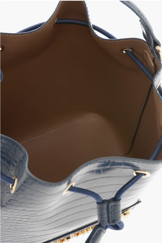 Shoulder bag Moschino LOVE Faux Leather Crocodile Effect Bucket Bag with Embossed