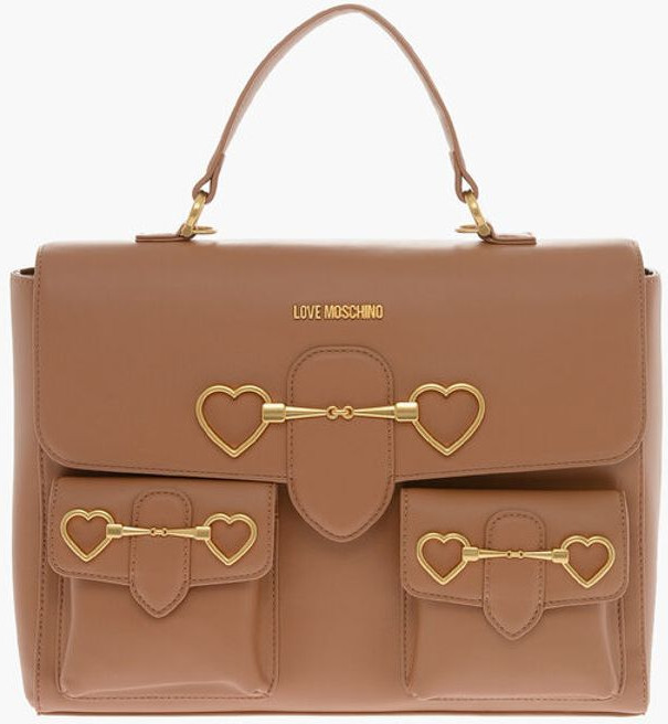 Moschino LOVE SUMKA Faux Leather Yopiq Xaltasi Cho'ntaklar va Qisqichli Klassik Sumkasi