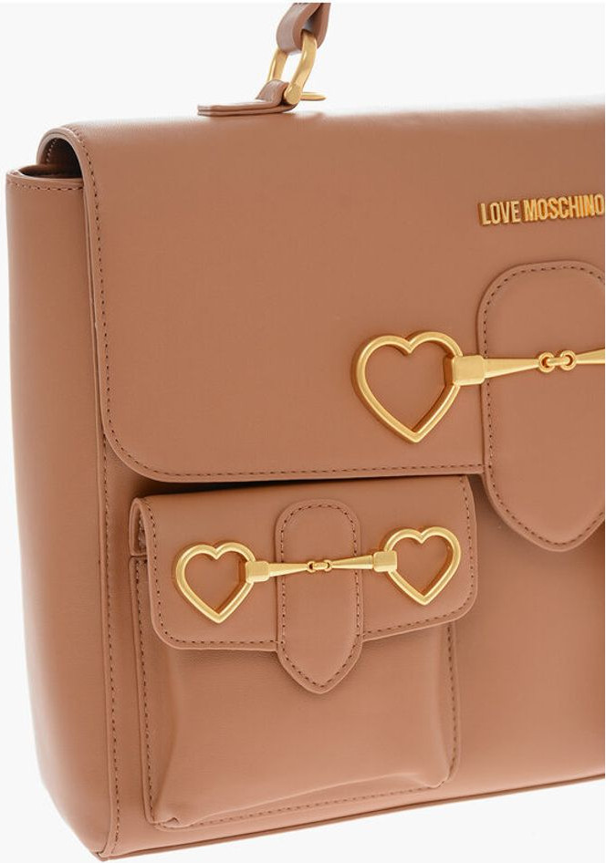 Moschino LOVE SUMKA Faux Leather Yopiq Xaltasi Cho'ntaklar va Qisqichli Klassik Sumkasi