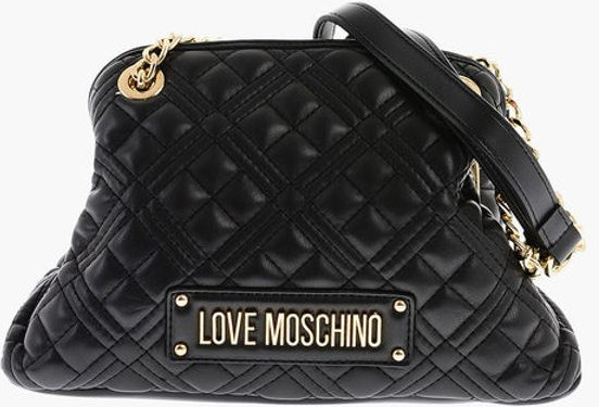 Сумка Moschino LOVE Стеганая Мини Сумка с Ручкой и Золотым Логотипом