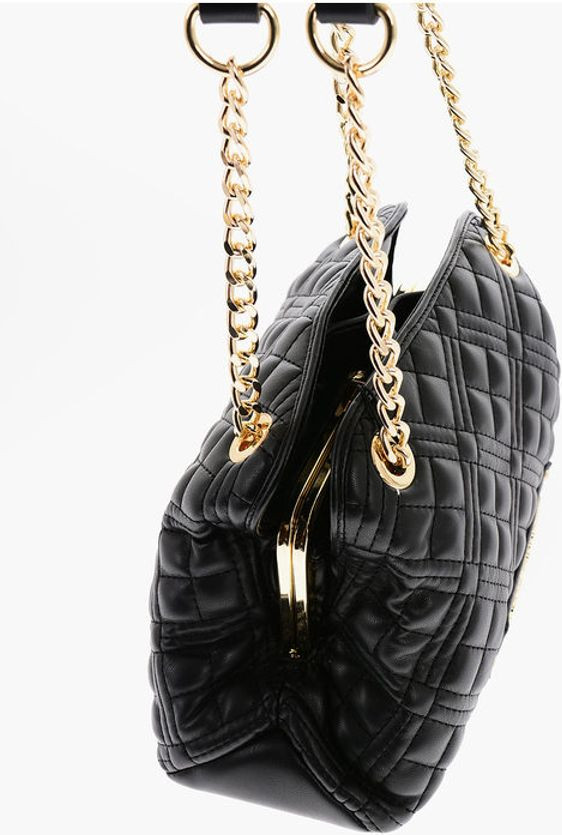 Сумка Moschino LOVE Стеганая Мини Сумка с Ручкой и Золотым Логотипом