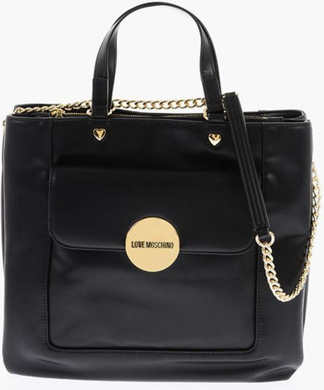Handle Bag Moschino LOVE Faux Leather Maxi Monogram Handle Bag with Removable Ne