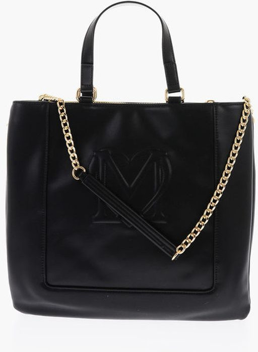 Handle Bag Moschino LOVE Faux Leather Maxi Monogram Handle Bag with Removable Ne