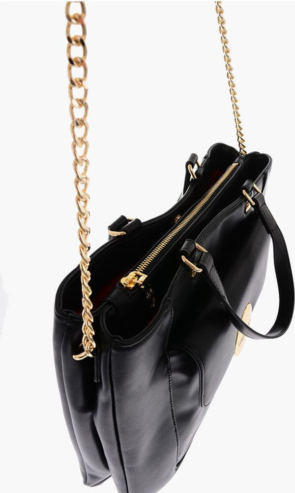 Handle Bag Moschino LOVE Faux Leather Maxi Monogram Handle Bag with Removable Ne