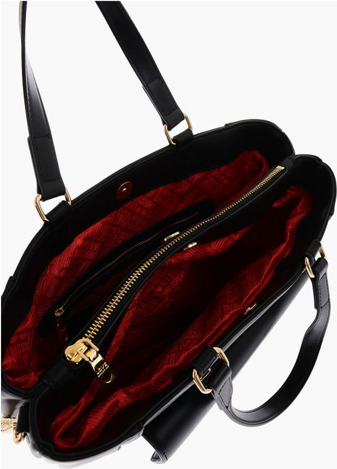 Handle Bag Moschino LOVE Faux Leather Maxi Monogram Handle Bag with Removable Ne