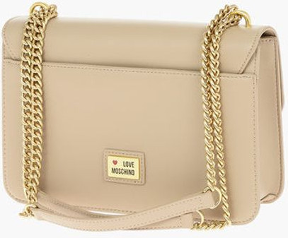 Shoulder Bag Moschino LOVE Faux Leather Shoulder Bag with Maxi Clam Heart Clamp