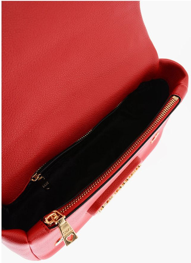 Shoulder Bag Moschino LOVE Textured Faux Leather Shoulder Bag with Golden Logo