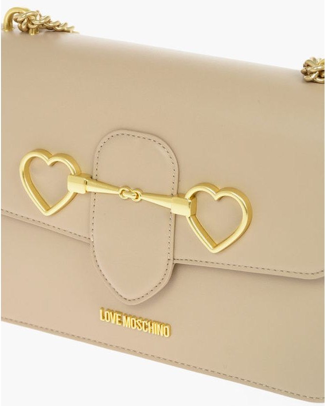 Shoulder Bag Moschino LOVE Faux Leather Shoulder Bag with Maxi Clam Heart Clamp