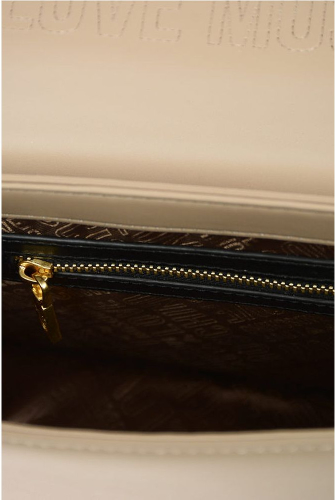 Shoulder Bag Moschino LOVE Faux Leather Shoulder Bag with Maxi Clam Heart Clamp