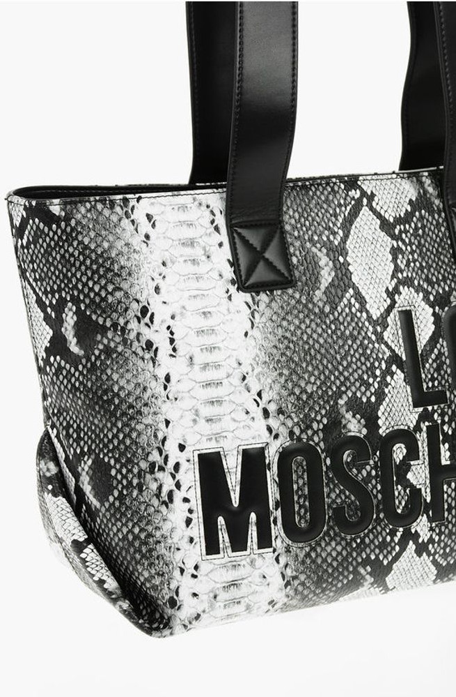 Сумка-тоут Moschino LOVE Эффект змеиной кожи