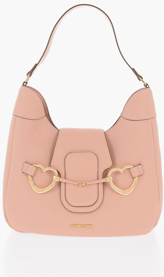 Сумка Хобо Moschino LOVE из текстурированной эко-кожи с объемным сердцем С