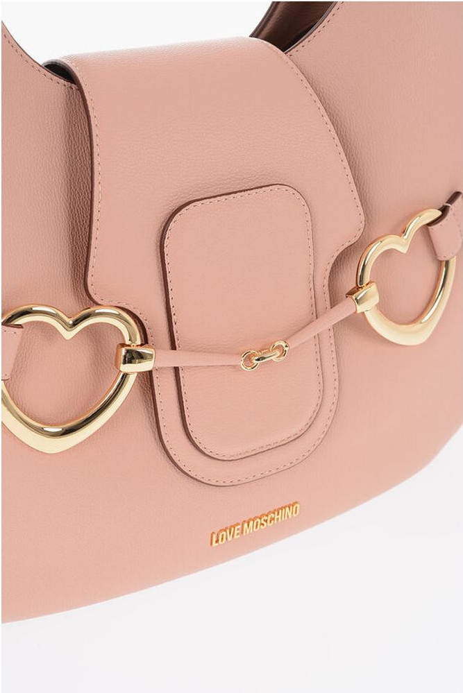 Сумка Хобо Moschino LOVE из текстурированной эко-кожи с объемным сердцем С