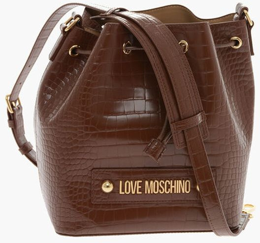 Moschino timsoh terisi effektli sumka, katta logotipli