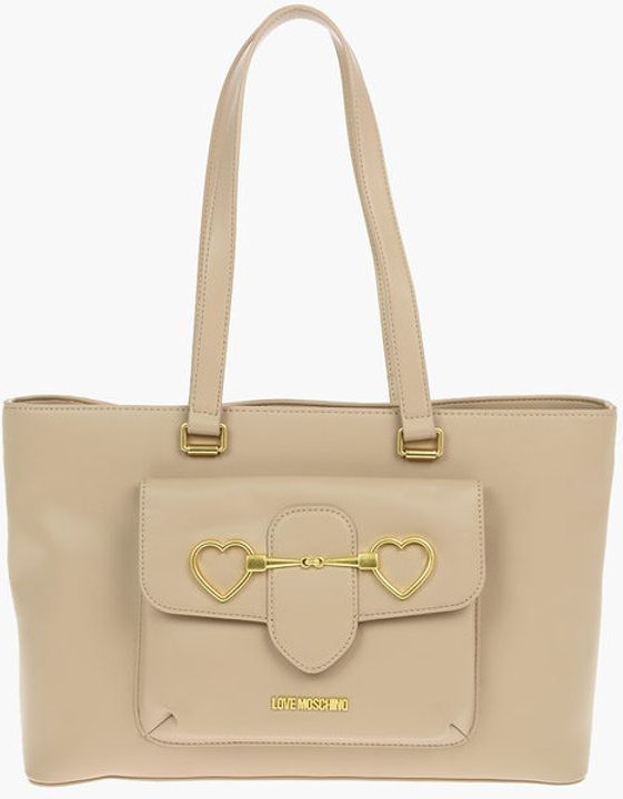 Сумка-тоут Moschino LOVE из искусственной кожи, большая, с передним карманом, модель Tote Bag с клапаном-сердцем