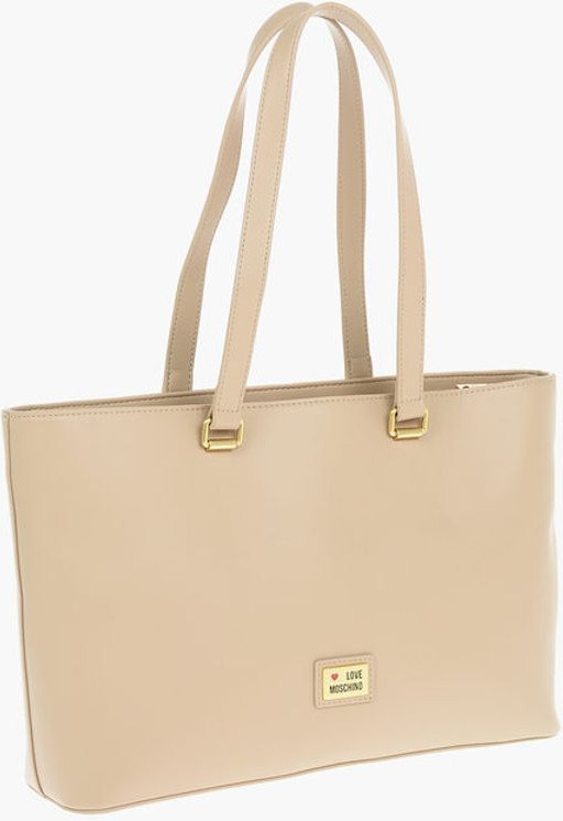 Сумка-тоут Moschino LOVE из искусственной кожи, большая, с передним карманом, модель Tote Bag с клапаном-сердцем