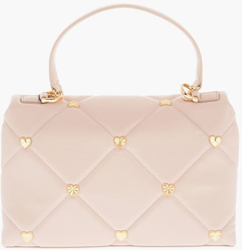 Handbag Moschino LOVE Faux Leather Quilted Bag with All-Over Hearts
