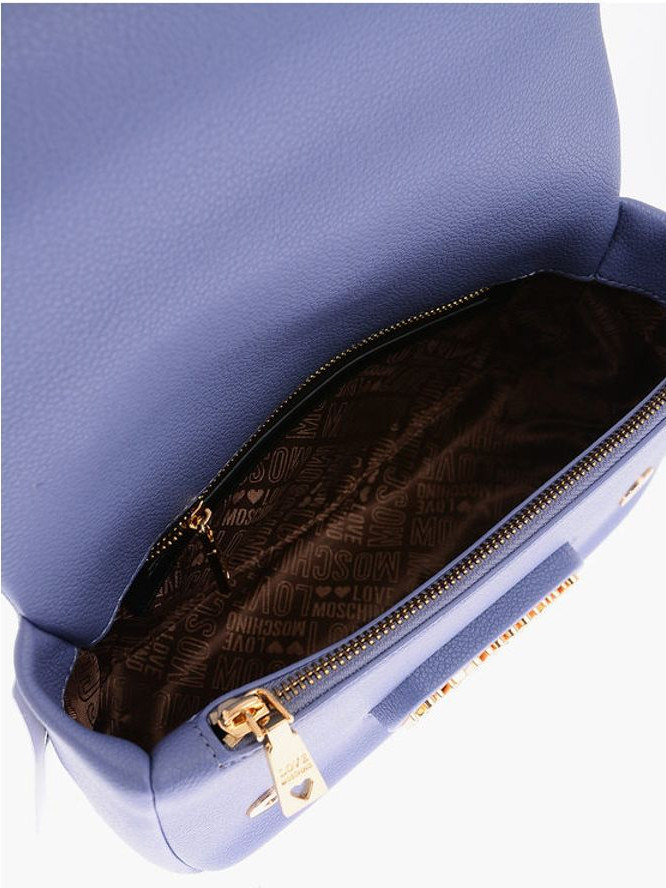 Shoulder Bag Moschino LOVE Textured Faux Leather Shoulder Bag with Golden Logo